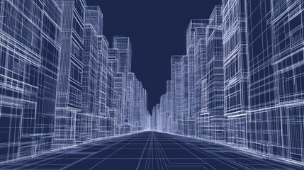 Abstract city street perspective.  Architectural lines.  Empty city. Futuristic city. Use Background stock photo