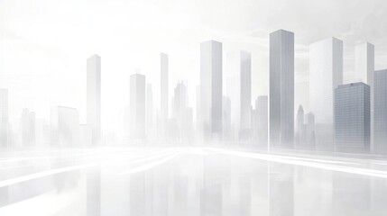 Empty city street, misty cityscape, urban scene, architectural background, modern city, for presentations, posters, or websites