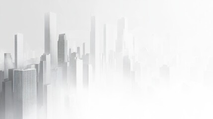 Fototapeta premium City skyline shrouded in mist. Aerial view of urban architecture. Potential use Stock photo for architecture, urban planning, business, and travel