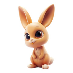 Obraz premium 3D Cute Rabbit on Transparent Background