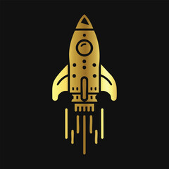 Premium Gold Space Ship Vector Illustration
