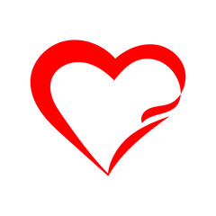 Big heart. Red heart in the form of a ribbon. A love card. Vector. Illustration