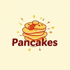 Bright logo of dynamic pancakes in geometric shapes and lively, energetic style