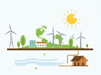 Renewable Energy Solutions: Climate Change Vector Design