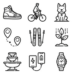 Fototapeta premium Park Flat Icon Set Isolated On White Background
