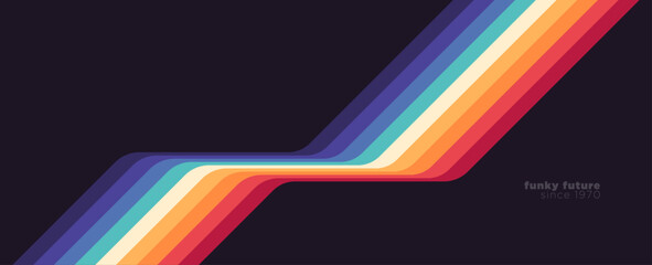 Abstract 1970s background design in a simple retro style with stripes. Vector illustration.