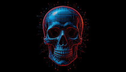 digital skull holographic 