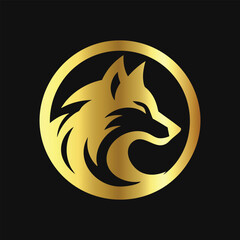 Stylish Gold Wolf Emblem
