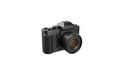 Ultra-Realistic 3D Render of a Simple Camera with Lens, Pure White Background
