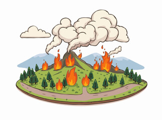 Wildfires and Air Pollution: Global Warming Vector Artwork