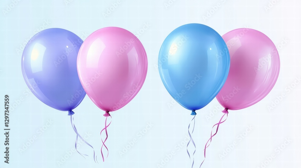 Aufkleber colorful balloons in pastel shades floating together in a light background creating a festive atmosp