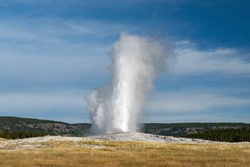 Old Faithul Geyser erupting in the Lower Geyser Basin of Yellowstone National Park