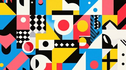 Obraz premium Vibrant abstract geometric design featuring pop colors and bold patterns, perfect for modern art projects and dcor.