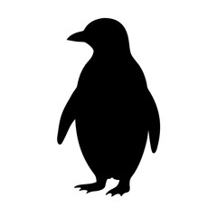 Fototapeta premium a silhouette of a penguin standing on a surface, with a clear black shape against a solid background vector illustration