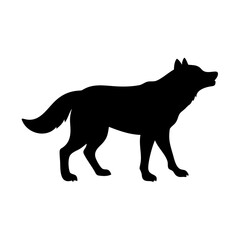 Obraz premium a black silhouette of a wolf standing, vector illustration