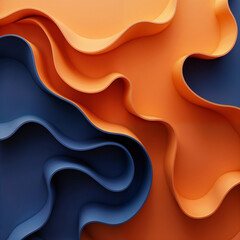 Smooth Flowing Layers of Deep Blue and Orange, created with generative AI technology	
