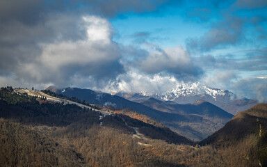 Clouds over the Pyrenees mountains in the morning