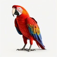 Obraz premium Vibrant parrot cutout with intricate details, perfect for design projects and natureinspired themes on a white backdrop.