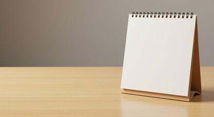 Blank calendar on wooden table ready for planning, encouraging organization and reflection for the new year, featuring a clean design with neutral tones