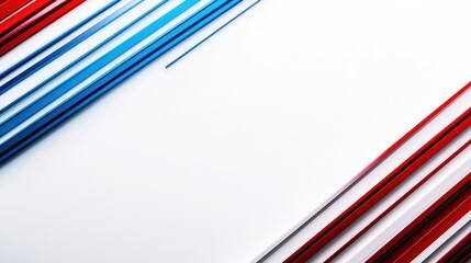 Abstract Red and Blue Stripes Over Clean White Background
