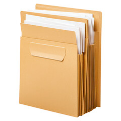Organized file folder with paperwork for office use , isolated on transparent background