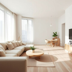 Modern luxury apartment interior in minimal scandinavian style