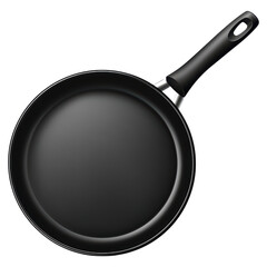 Non stick frying pan with ergonomic handle and deep surface , isolated on transparent background