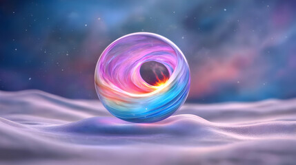 Cosmic Orb on Snowy Landscape, Fantasy Art