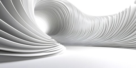 Naklejka premium Abstract helical pattern creating a futuristic white tunnel