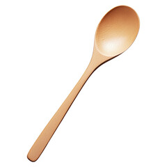 Wooden spoon with long handle and smooth surface , isolated on transparent background