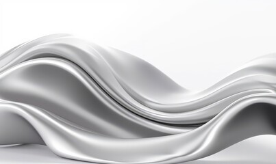Obraz premium Flowing silver fabric, swirling gracefully against a white background. Use for design texture