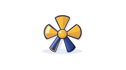 Vibrant Yellow and Blue Four-Blade Fan Icon Illustration AI Generated
