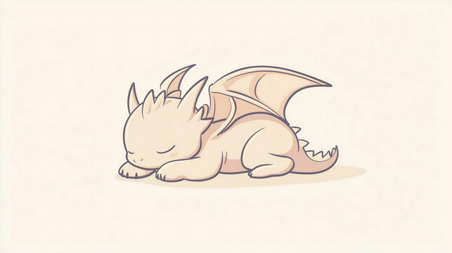 sleeping beige dragon cartoon clip art preview