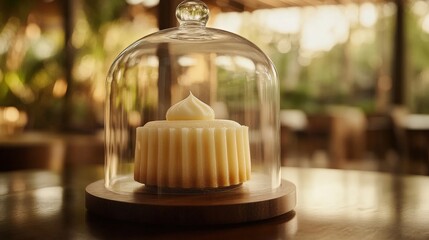 Elegant Dessert Under Glass Cloche Showcasing Premium Quality Treat