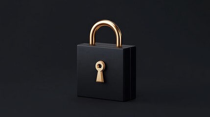 Fototapeta premium Sleek Black Padlock 3D Render: Security Concept Illustration AI Generated
