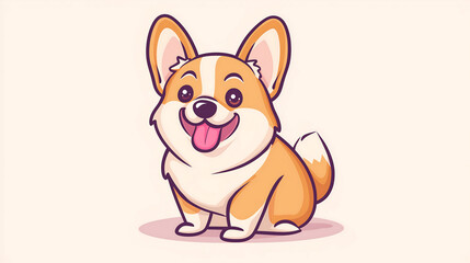 Fototapeta premium Adorable Cartoon Corgi Puppy Dog Illustration Design Graphic