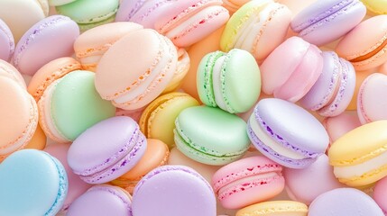 Obraz premium A colorful assortment of delicious french macarons in different colors