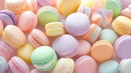 Obraz premium A colorful assortment of delicious and elegant French macaron cookies