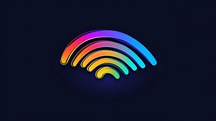 Fototapeta premium Vibrant Rainbow Wi-Fi Signal: 3D Render on Dark Background AI Generated