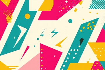 Obraz premium Vibrant geometric abstract art with bold colors and dynamic shapes created in modern style. Generative AI