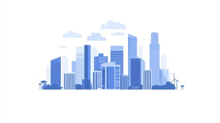 Fototapeta premium Cityscape skyline, modern buildings, tranquil day, urban scene, stock photo