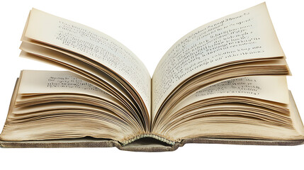 Open book, pages spread, antique style, knowledge, learning, isolated background, possible use educational resources
