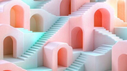 Naklejka premium An isometric labyrinth of interlocking staircases. Generative AI