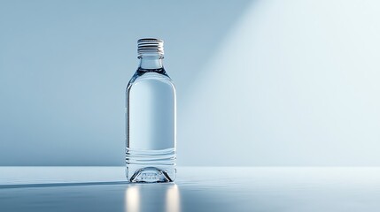 Pure Mineral Water Bottle on Reflective Surface / 反射する表面に置かれた純粋なミネラルウォーター