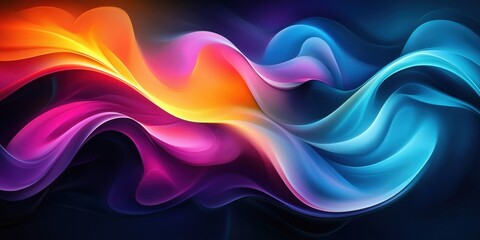 Fototapeta premium Abstract Colorful Waves Digital Art: Vibrant Hues and Swirling Forms in Dynamic Composition