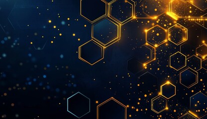 Futuristic honeycomb network graphic with glowing lines, dark background