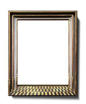 Elegant Vertical Frame with Chess-Style Tiled Bottom | Minimalist Gold Frame for Artwork & Photography