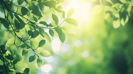 Obraz premium A leafy tree with a bright green color and sunlight shining on it
