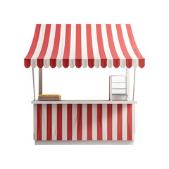 Market Cart Stand with red stripes on Transparent Background