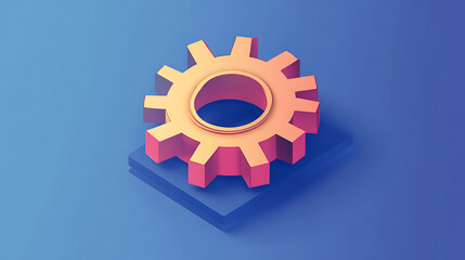 A close up of a gear with a blue background